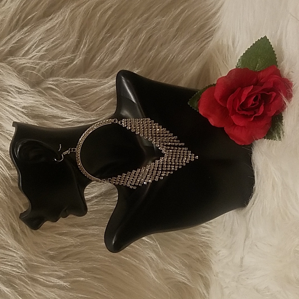 Large Dangling Rhinestone Earrings - image 3